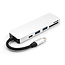 Case2go - USB Splitter & SD Kaartlezer - USB Hub 3.0 - 2 Poorten - USB-C aansluiting - Aluminium - Zilver