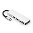 Case2go USB Splitter & SD Kaartlezer - USB Hub 3.0 - 2 Poorten - USB-C aansluiting - Aluminium - Zilver