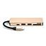 Case2go - USB Splitter & SD Kaartlezer - USB Hub 3.0 - 2 Poorten - USB-C aansluiting - Aluminium - Goud