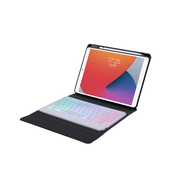 Case2go - iPad 10.2 inch 2019 / 2020 / 2021 Draadloze Bluetooth Toetsenbord Hoes met RGB verlichting en Stylus Pen Houder - Blauw en Roze