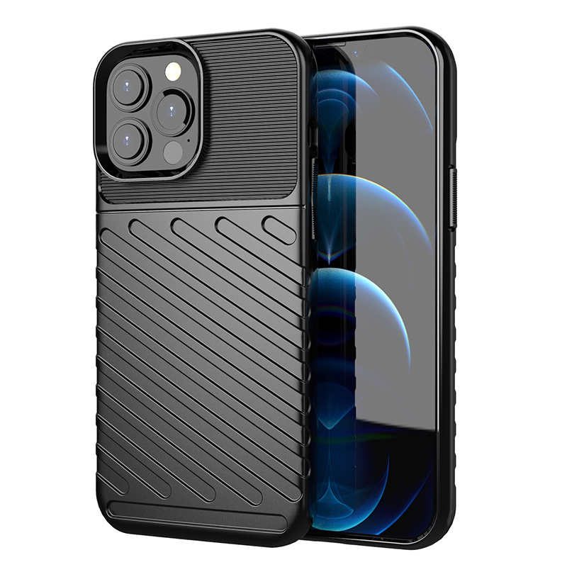 Case2go - Hoesje geschikt voor iPhone 13 Pro Max - Schokbestendige TPU Back Cover - Zwart afbeelding