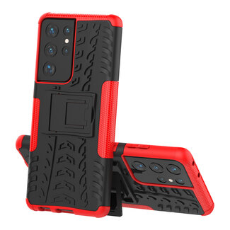 Case2go Samsung Galaxy S21 Ultra Hoesje - Schokbestendige Back Cover - Rood