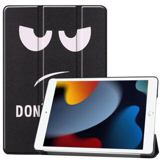 Case2go Case2go - Tablet hoes geschikt voor iPad 2021 - 10.2 Inch - Tri-Fold Book Case - Don't Touch Me