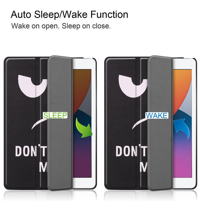 Case2go - Tablet hoes geschikt voor iPad 2021 - 10.2 Inch - Tri-Fold Book Case - Don't Touch Me