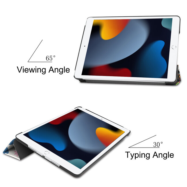 Case2go - Tablet hoes geschikt voor iPad 2021 - 10.2 Inch - Tri-Fold Book Case - Vlinders