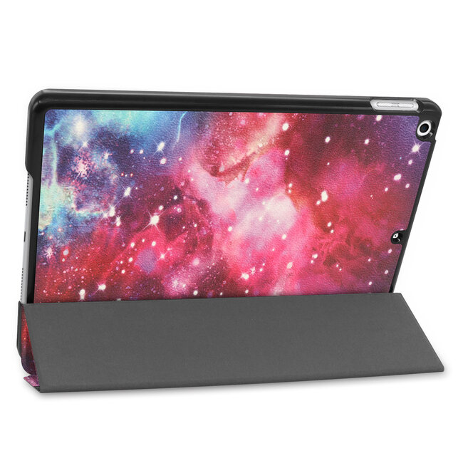 Case2go - Tablet hoes geschikt voor iPad 2021 - 10.2 Inch - Tri-Fold Book Case - Galaxy