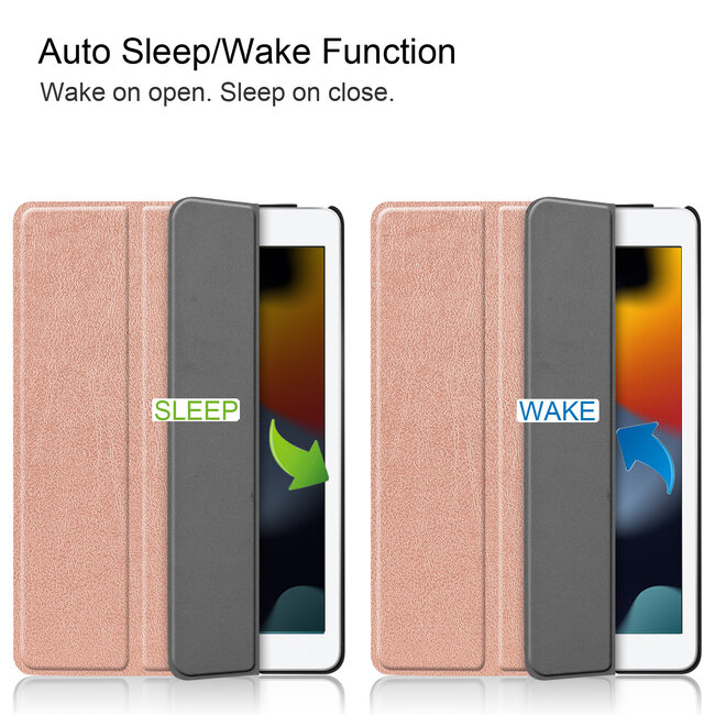 Case2go - Tablet hoes geschikt voor iPad 2021 - 10.2 Inch - Tri-Fold Book Case - Rosé Goud