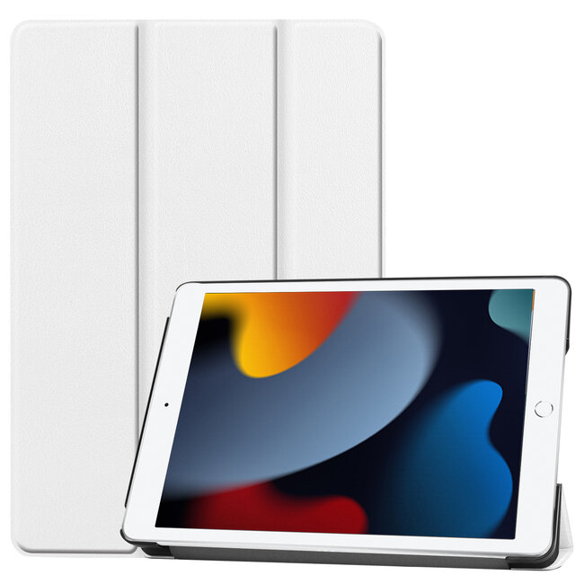 Case2go - Tablet hoes geschikt voor iPad 2021 - 10.2 Inch - Tri-Fold Book Case - Wit