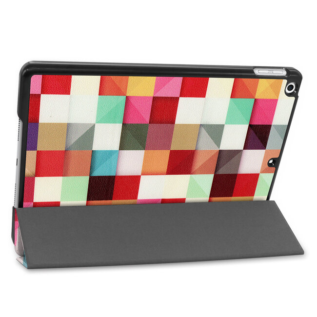 Case2go - Tablet hoes geschikt voor iPad 2021 - 10.2 Inch - Tri-Fold Book Case - Blocks