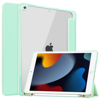 Case2go Case2go - Tablet hoes geschikt voor iPad 2021 - 10.2 Inch - Transparante Case - Tri-fold Back Cover - Mint Groen