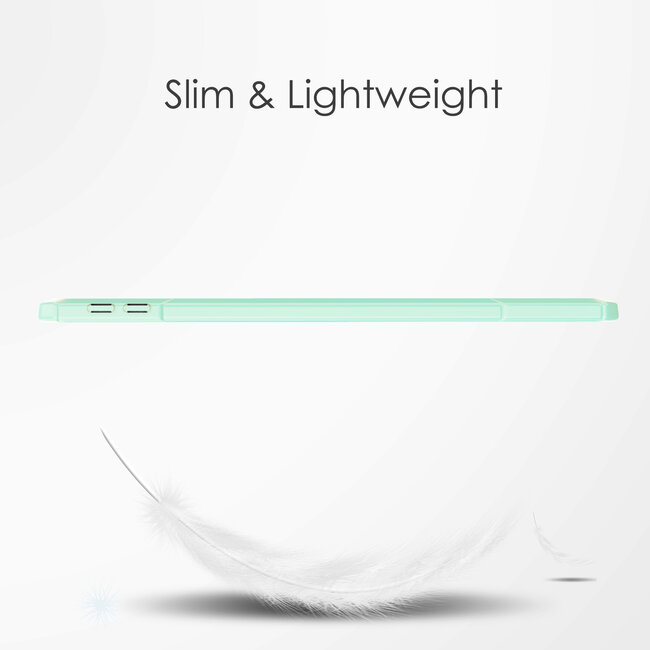 Case2go - Tablet hoes geschikt voor iPad 2021 - 10.2 Inch - Transparante Case - Tri-fold Back Cover - Mint Groen