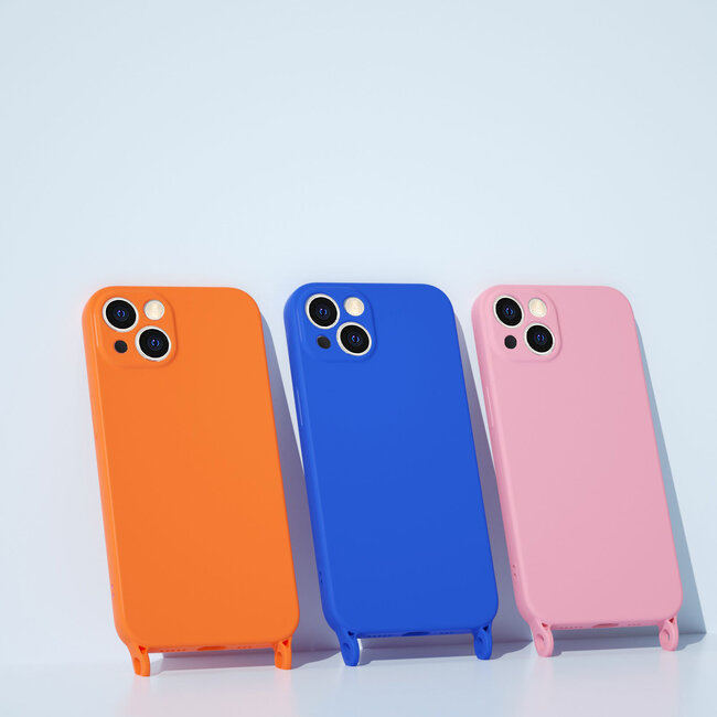 Hoesje Met Koord geschikt voor Apple iPhone 13 Pro - TPU Case - Siliconen Back Cover - Donker Blauw