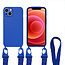 Case2go Hoesje Met Koord geschikt voor Apple iPhone 13 Pro - TPU Case - Siliconen Back Cover - Donker Blauw