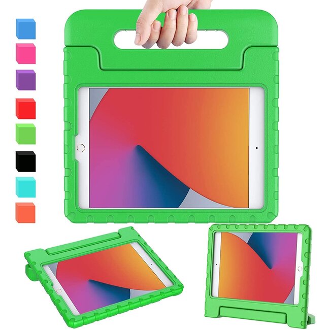 Case2go - Tablet hoes geschikt voor iPad 2021 - 10.2 Inch - Schokbestendige case met Handvat - Groen