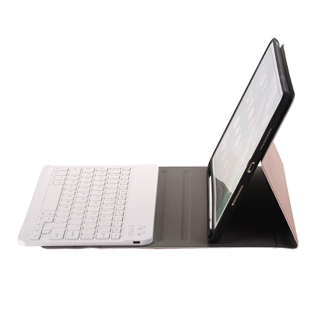 Case2go - Bluetooth toetsenbord Tablet hoes geschikt voor iPad 2021 - 10.2 Inch - Keyboard Case met Stylus Pen Houder - Roze
