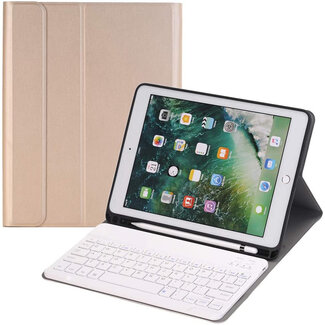 Case2go Case2go - Bluetooth toetsenbord Tablet hoes geschikt voor iPad 2021 - 10.2 Inch - Keyboard Case met Stylus Pen Houder - Goud