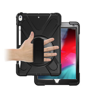 Case2go Case2go - Tablet hoes geschikt voor iPad 2021 - 10.2 Inch - Hand Strap Armor Case - Zwart