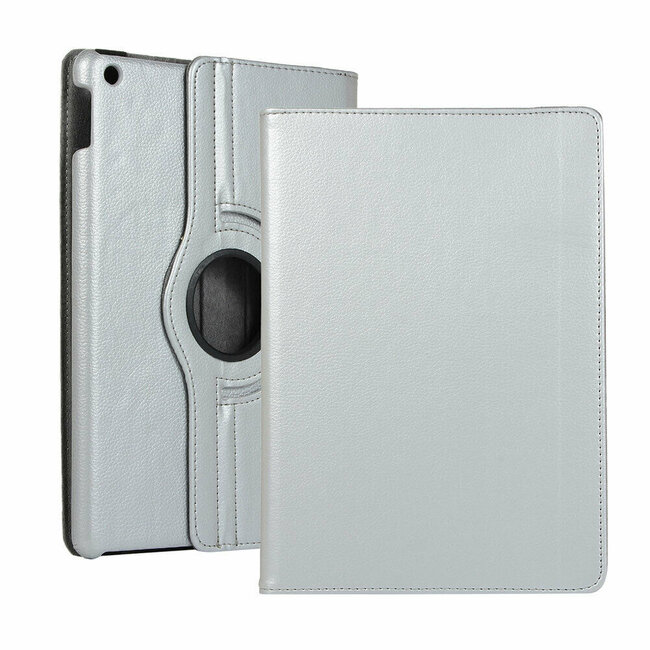Case2go - Tablet hoes geschikt voor iPad 2021 - 10.2 Inch - Draaibare Book Case Cover - Zilver