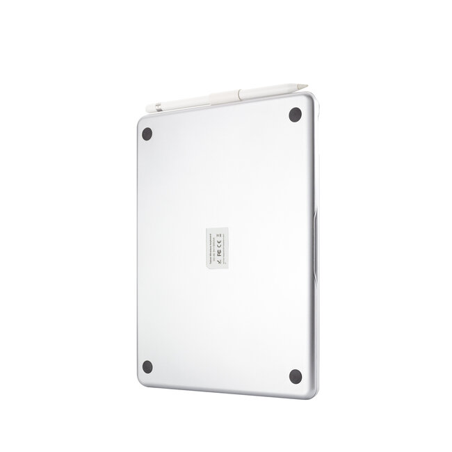 Case2go - Bluetooth toetsenbord Tablet hoes geschikt voor iPad 2021 - 10.2 Inch - QWERTY - met Touchpad & Toetsenbord verlichting - 360 graden draaibaar - Zilver