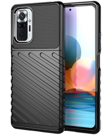Case2go - Hoesje geschikt voor Xiaomi Redmi Note 10 - Schokbestendige TPU Back Cover - Zwart afbeelding