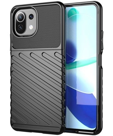 Case2go - Hoesje geschikt voor Xiaomi Mi 11 Lite - Schokbestendige TPU Back Cover - Zwart afbeelding