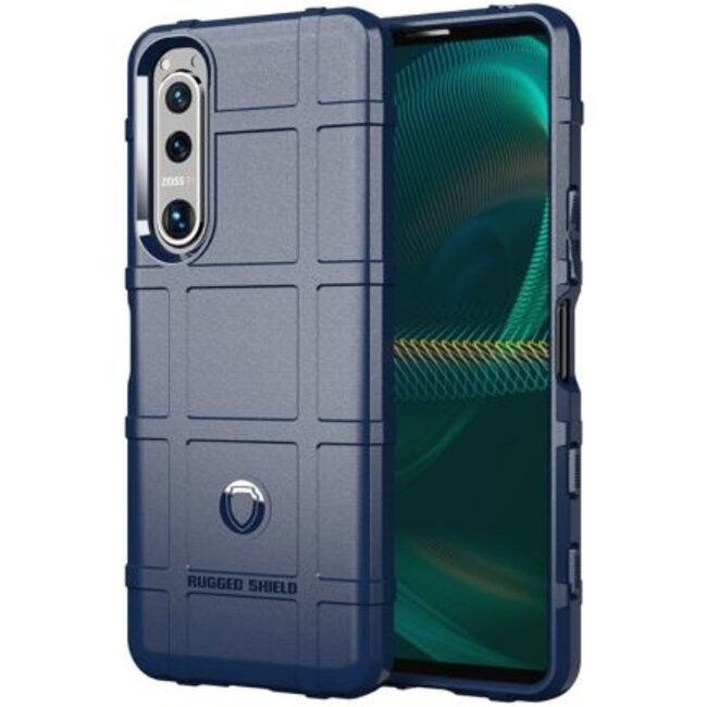 Case2go - Hoesje geschikt voor Sony Xperia 5 III - Heavy Armor TPU Bumper - Back Cover - Blauw