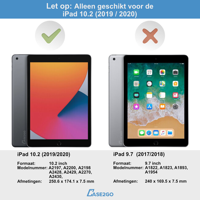 Case2go - Hoes voor de iPad 10.2 (2019 / 2020 / 2021) - Active Stylus Pen - Screenprotector - Rosé Gold