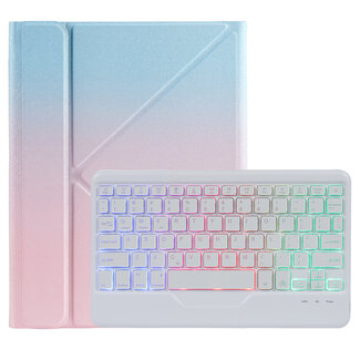 Case2go Case2go - Draadloze Bluetooth toetsenbord Tablet hoes geschikt voor iPad 2021 - 10.2 Inch met RGB verlichting en Stylus Pen Houder - Blauw en Roze