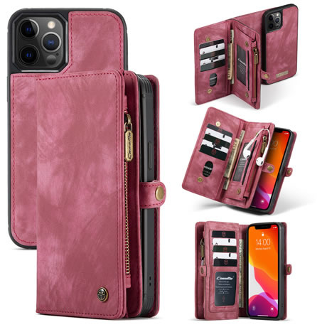 CaseMe - Telefoonhoesje geschikt voor Apple iPhone 13 Pro Max - 2 in 1 Book Case en Back Cover - Rood afbeelding
