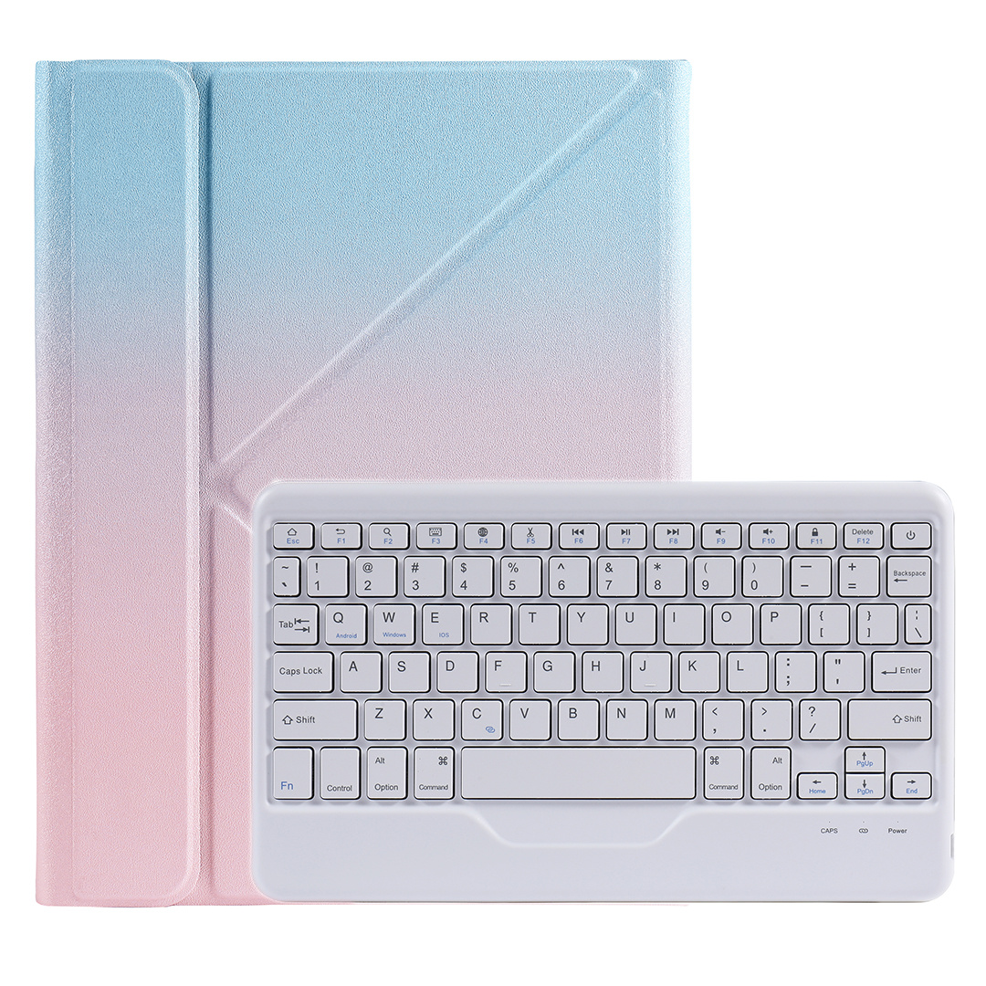 Case2go - Draadloze Bluetooth toetsenbord Tablet hoes geschikt voor iPad Pro 11 (2021/2020/2018) met Stylus Pen Houder - Blauw en Roze afbeelding