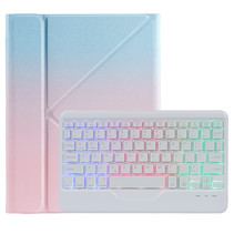 Case2go - Draadloze Bluetooth toetsenbord Tablet hoes geschikt voor iPad Pro 11 (2021/2020/2018) met RGB verlichting en Stylus Pen Houder - Blauw en Roze