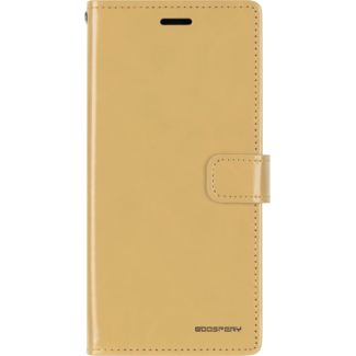 Mercury Goospery Telefoonhoesje geschikt voor Apple iPhone 13 Pro - Blue Moon Diary Wallet Case - Goud