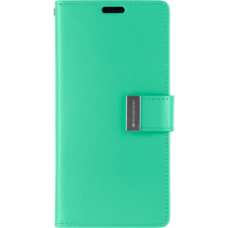 Mercury Goospery Telefoonhoesje geschikt voor Apple iPhone 13 Pro Max - Goospery Rich Diary Case - Hoesje met Pasjeshouder - Turquoise