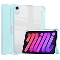 Case2go - Tablet hoes geschikt voor iPad Mini 6 (2021) - 8.3 Inch - Transparante Case - Tri-fold Back Cover - Licht Blauw