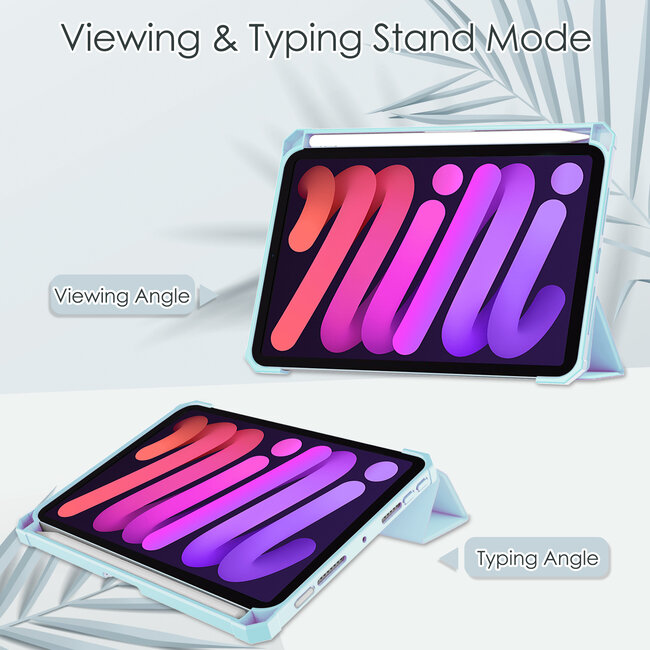Case2go - Tablet hoes geschikt voor iPad Mini 6 (2021) - 8.3 Inch - Transparante Case - Tri-fold Back Cover - Licht Blauw