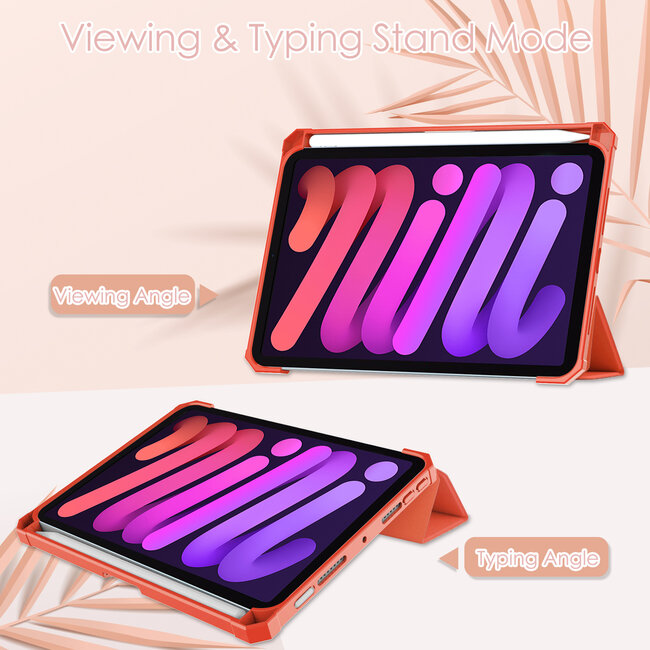 Case2go - Tablet hoes geschikt voor iPad Mini 6 (2021) - 8.3 Inch - Transparante Case - Tri-fold Back Cover - Oranje