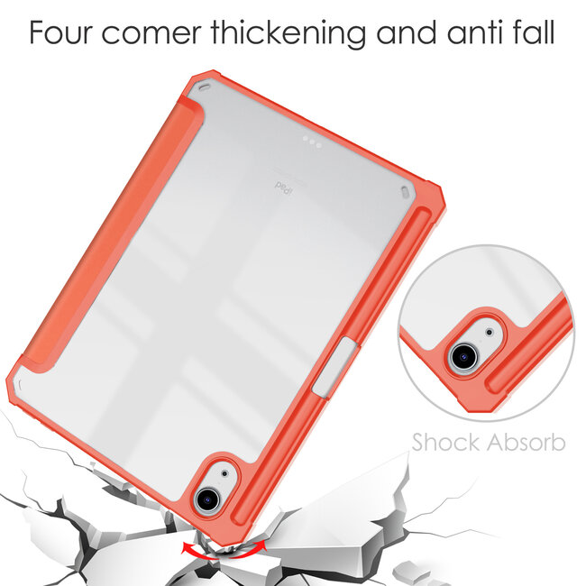 Case2go - Tablet hoes geschikt voor iPad Mini 6 (2021) - 8.3 Inch - Transparante Case - Tri-fold Back Cover - Oranje