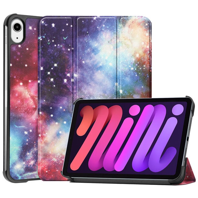 Case2go - Tablet hoes geschikt voor Apple iPad Mini 6 (2021) - 8.3 inch - Tri-Fold Book Case - Apple Pencil Houder - Galaxy