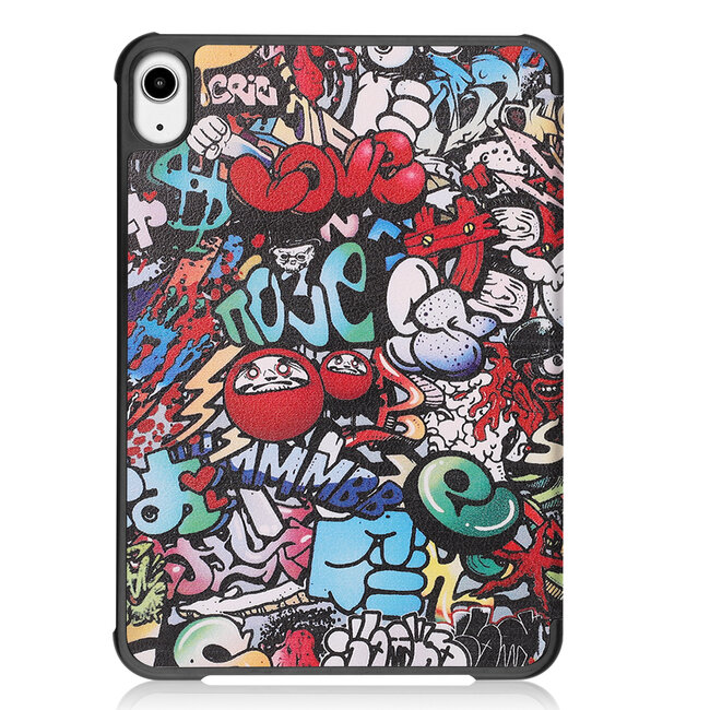 Case2go - Tablet hoes geschikt voor Apple iPad Mini 6 (2021) - 8.3 inch - Tri-Fold Book Case - Apple Pencil Houder - Graffiti