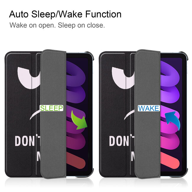 Case2go - Tablet hoes geschikt voor Apple iPad Mini 6 (2021) - 8.3 inch - Tri-Fold Book Case - Apple Pencil Houder - Don't Touch Me