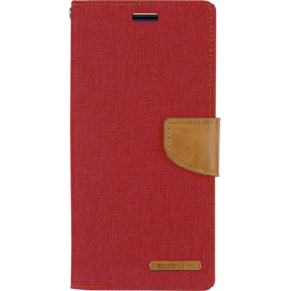 Mercury Goospery Telefoonhoesje geschikt voor iPhone 13 Mini - Mercury Canvas Diary Wallet Case - Hoesje met Pasjeshouder - Rood