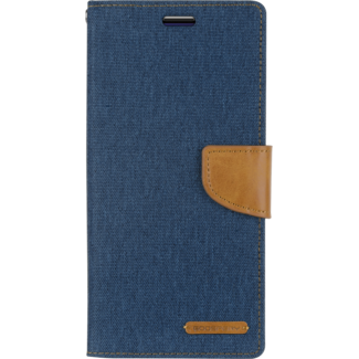 Mercury Goospery Telefoonhoesje geschikt voor iPhone 13 Mini - Mercury Canvas Diary Wallet Case - Hoesje met Pasjeshouder - Blauw