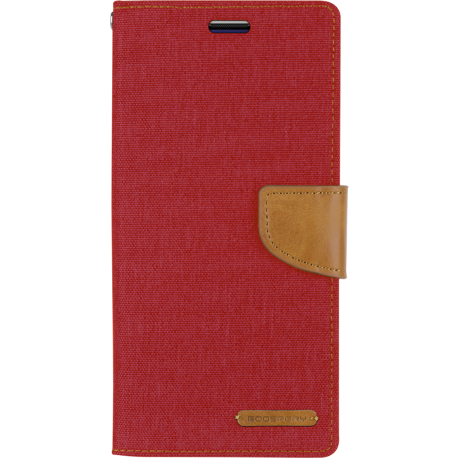 Telefoonhoesje geschikt voor iPhone 13 - Mercury Canvas Diary Wallet Case - Hoesje met Pasjeshouder - Rood