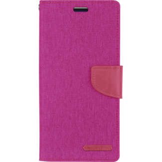 Mercury Goospery Telefoonhoesje geschikt voor iPhone 13 - Mercury Canvas Diary Wallet Case - Hoesje met Pasjeshouder - Roze