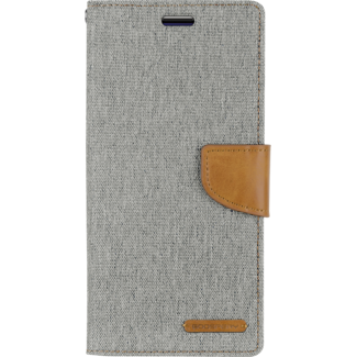 Mercury Goospery Telefoonhoesje geschikt voor iPhone 13 Pro - Mercury Canvas Diary Wallet Case - Hoesje met Pasjeshouder - Grijs