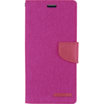 Telefoonhoesje geschikt voor iPhone 13 Pro - Mercury Canvas Diary Wallet Case - Hoesje met Pasjeshouder - Roze