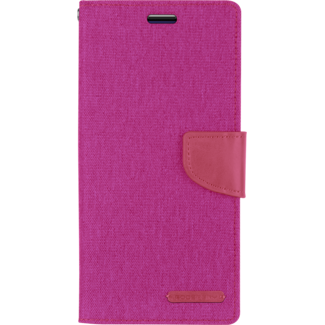 Mercury Goospery Telefoonhoesje geschikt voor iPhone 13 Pro - Mercury Canvas Diary Wallet Case - Hoesje met Pasjeshouder - Roze