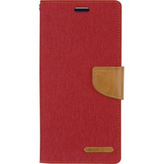 Mercury Goospery Telefoonhoesje geschikt voor iPhone 13 Pro Max - Mercury Canvas Diary Wallet Case - Hoesje met Pasjeshouder - Rood