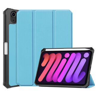 Case2go Case2go - Tablet hoes geschikt voor Apple iPad Mini 6 (2021) - 8.3 inch - Tri-Fold Book Case - Apple Pencil Houder - Licht Blauw