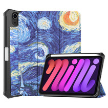 Case2go - Tablet hoes geschikt voor Apple iPad Mini 6 (2021) - 8.3 inch - Tri-Fold Book Case - Apple Pencil Houder - Sterrenhemel